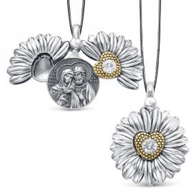 Православная подвеска из черненого серебра на текстильном шнурке Иордань СМ-П-517/1 Петр и Феврония СМ-П-517/1 Петр и Феврония фото